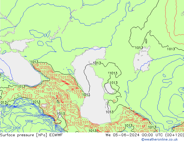 Luchtdruk (Grond) ECMWF wo 05.06.2024 00 UTC