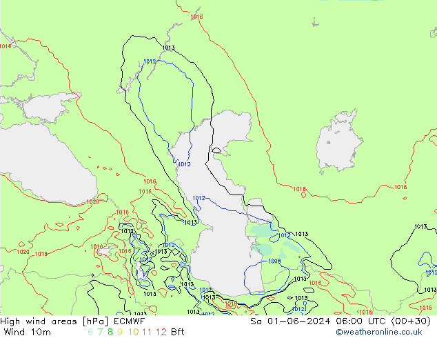 High wind areas ECMWF  01.06.2024 06 UTC