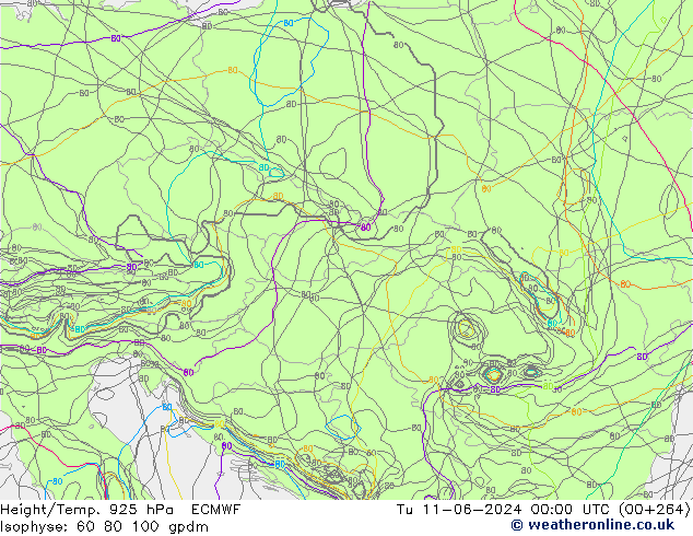 Hoogte/Temp. 925 hPa ECMWF di 11.06.2024 00 UTC