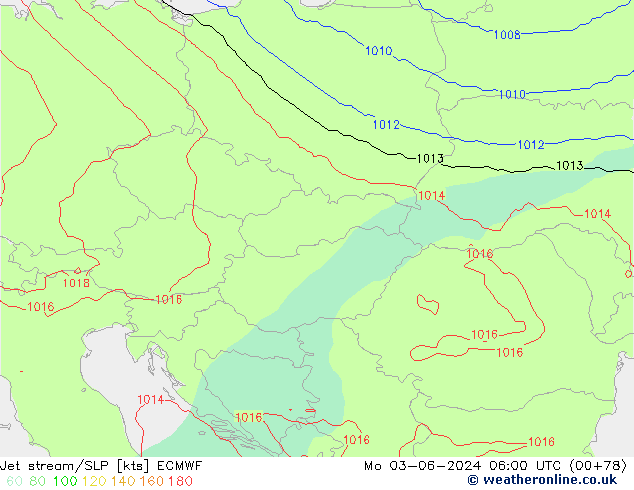 Jet stream/SLP ECMWF Mo 03.06.2024 06 UTC