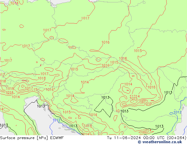 Luchtdruk (Grond) ECMWF di 11.06.2024 00 UTC