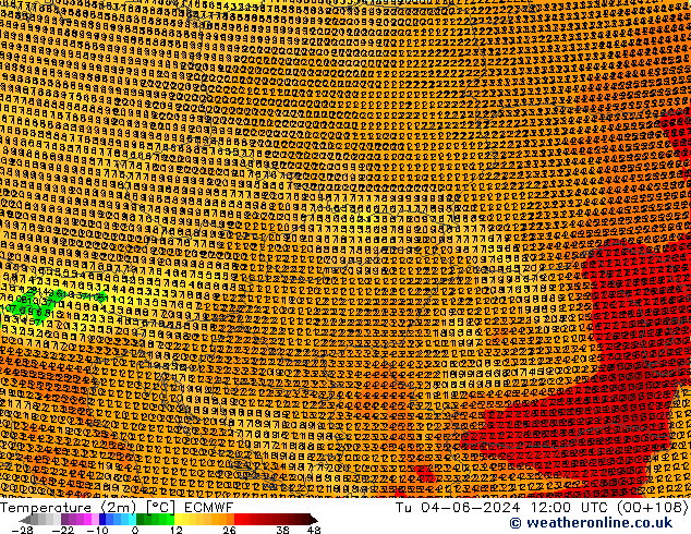 Temperatura (2m) ECMWF mar 04.06.2024 12 UTC