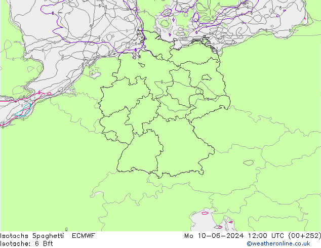 Isotachs Spaghetti ECMWF Mo 10.06.2024 12 UTC