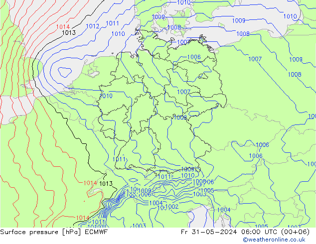 pressão do solo ECMWF Sex 31.05.2024 06 UTC