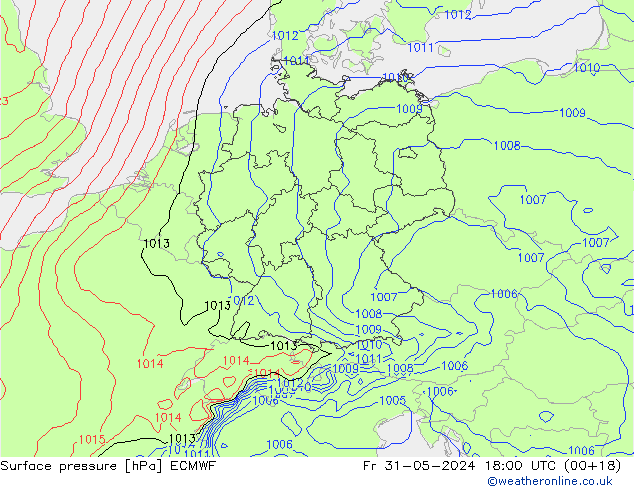 ciśnienie ECMWF pt. 31.05.2024 18 UTC