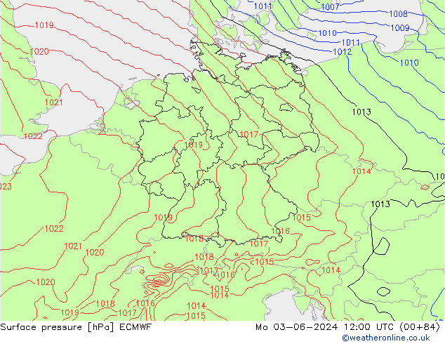 Bodendruck ECMWF Mo 03.06.2024 12 UTC