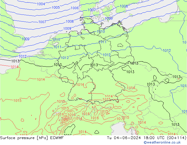 Bodendruck ECMWF Di 04.06.2024 18 UTC