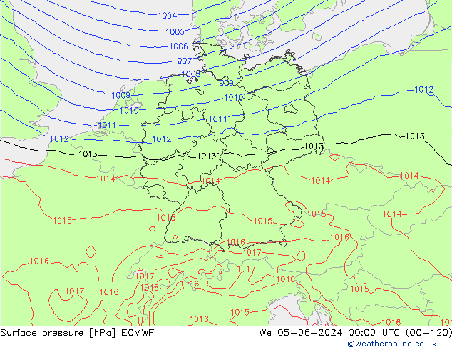 Bodendruck ECMWF Mi 05.06.2024 00 UTC