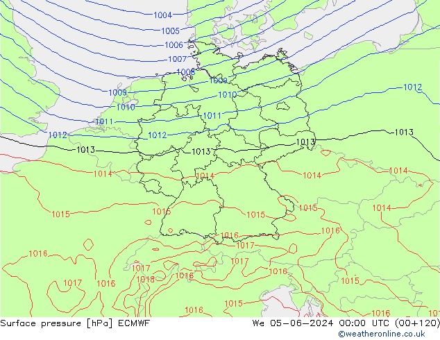 Atmosférický tlak ECMWF St 05.06.2024 00 UTC