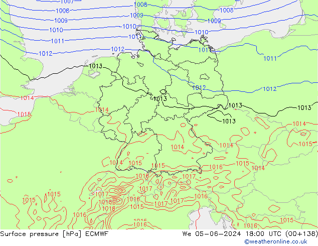 Pressione al suolo ECMWF mer 05.06.2024 18 UTC