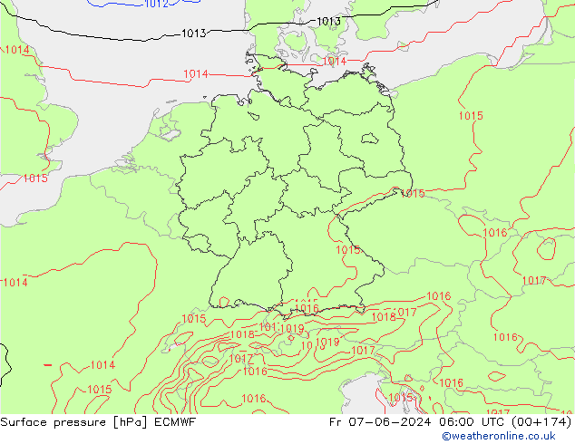 Luchtdruk (Grond) ECMWF vr 07.06.2024 06 UTC