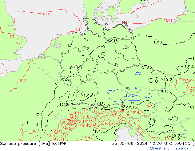 Luchtdruk (Grond) ECMWF za 08.06.2024 12 UTC