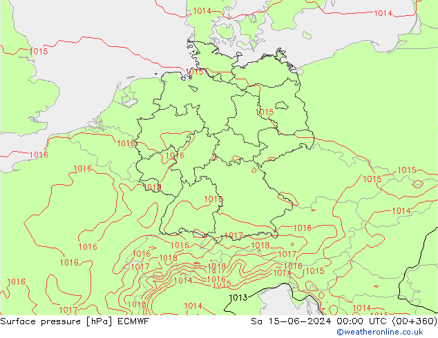 pressão do solo ECMWF Sáb 15.06.2024 00 UTC