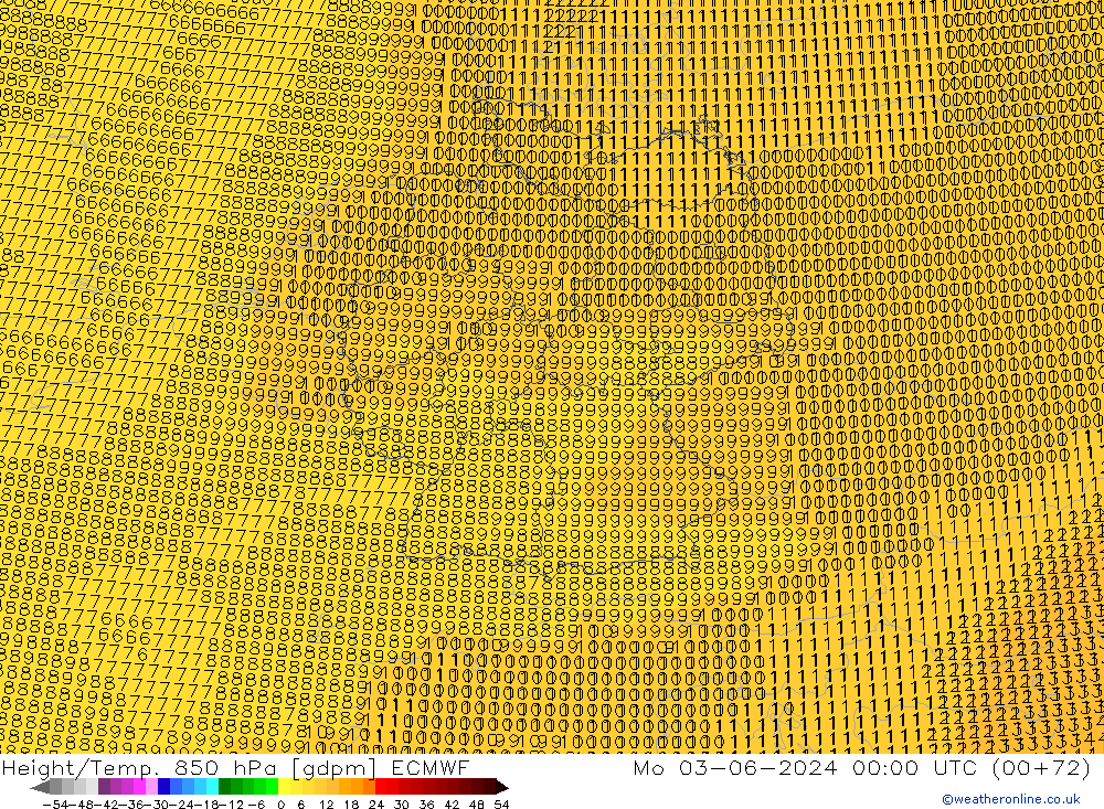 Height/Temp. 850 hPa ECMWF Mo 03.06.2024 00 UTC