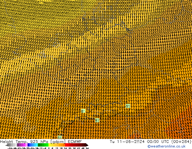 Height/Temp. 925 hPa ECMWF  11.06.2024 00 UTC