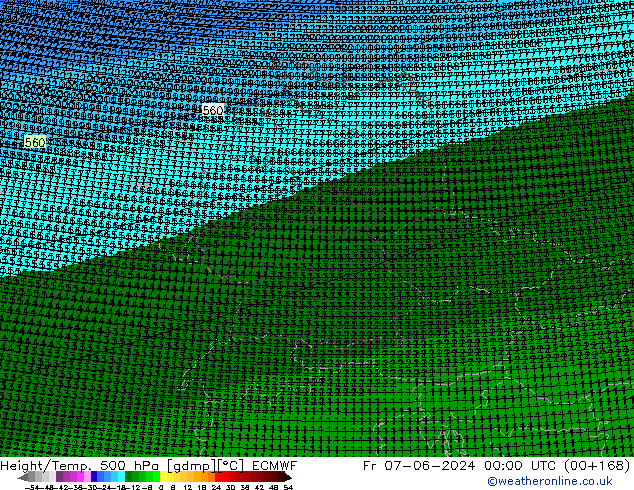 Géop./Temp. 500 hPa ECMWF ven 07.06.2024 00 UTC