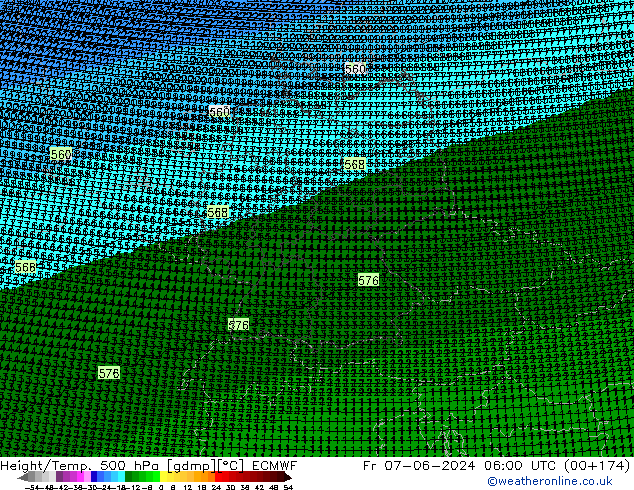 Height/Temp. 500 hPa ECMWF Sex 07.06.2024 06 UTC