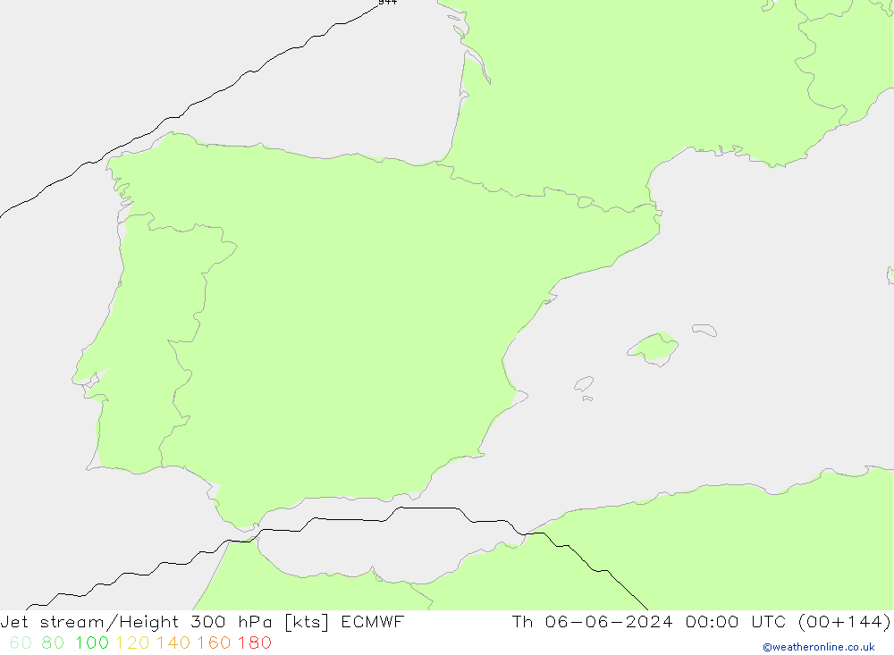 Jet stream ECMWF Qui 06.06.2024 00 UTC