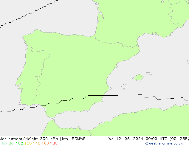 Jet stream/Height 300 hPa ECMWF We 12.06.2024 00 UTC