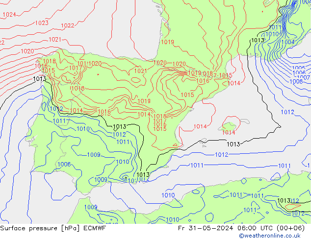 pression de l'air ECMWF ven 31.05.2024 06 UTC