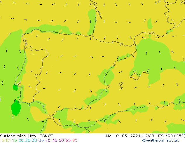 Bodenwind ECMWF Mo 10.06.2024 12 UTC