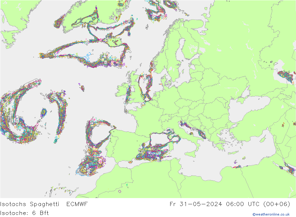 Isotachs Spaghetti ECMWF  31.05.2024 06 UTC