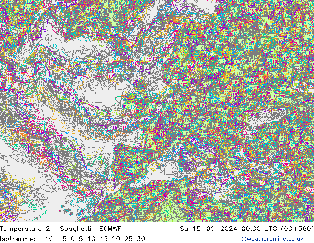 Sıcaklık Haritası 2m Spaghetti ECMWF Cts 15.06.2024 00 UTC