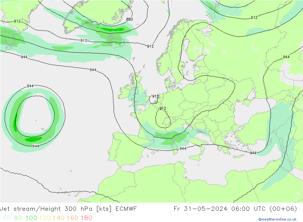 Jet stream/Height 300 hPa ECMWF Fr 31.05.2024 06 UTC