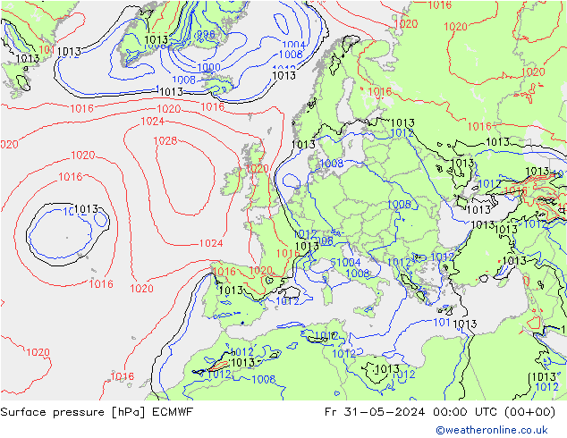 приземное давление ECMWF пт 31.05.2024 00 UTC