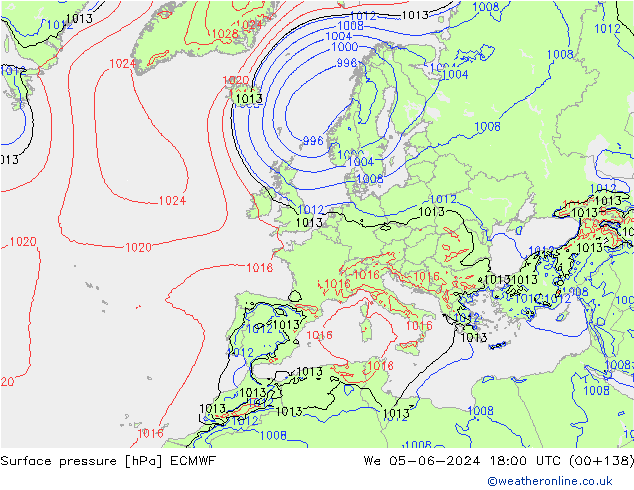 Surface pressure ECMWF We 05.06.2024 18 UTC