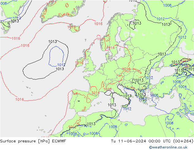 Bodendruck ECMWF Di 11.06.2024 00 UTC