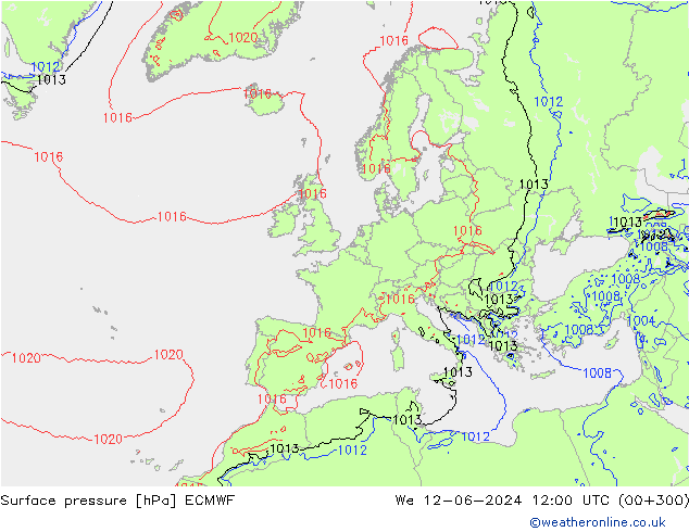 приземное давление ECMWF ср 12.06.2024 12 UTC