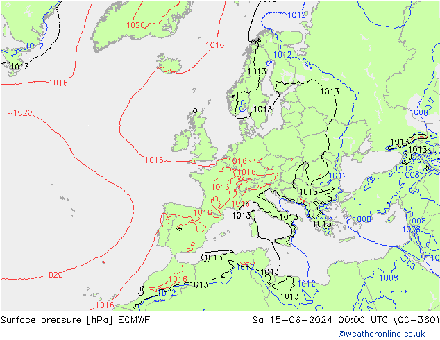 Luchtdruk (Grond) ECMWF za 15.06.2024 00 UTC