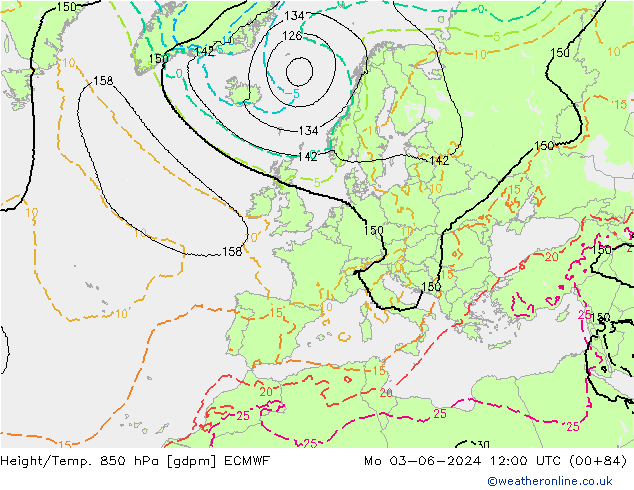 Height/Temp. 850 hPa ECMWF  03.06.2024 12 UTC