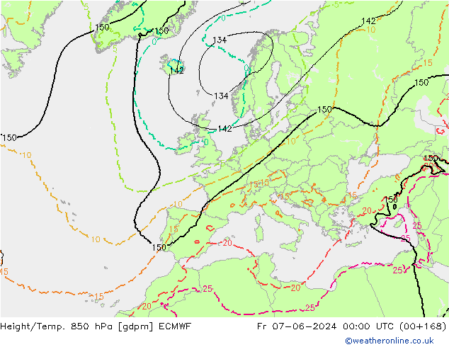 Height/Temp. 850 hPa ECMWF  07.06.2024 00 UTC