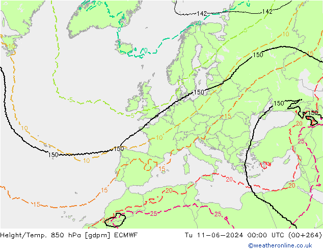 Height/Temp. 850 hPa ECMWF Ter 11.06.2024 00 UTC
