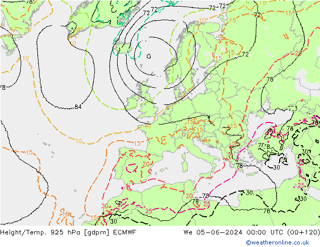 Height/Temp. 925 hPa ECMWF  05.06.2024 00 UTC