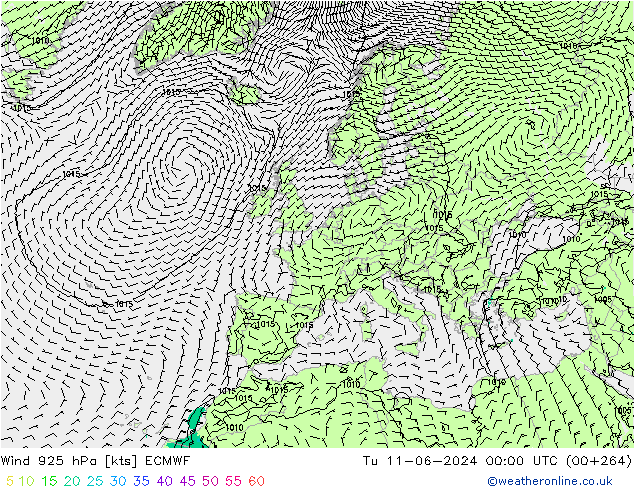 Vento 925 hPa ECMWF mar 11.06.2024 00 UTC