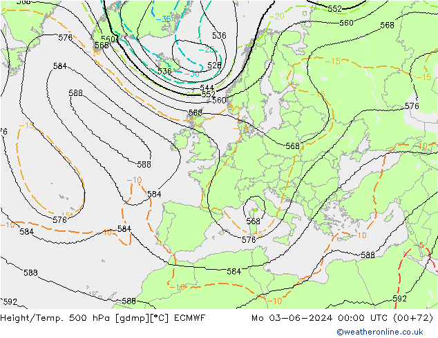 Height/Temp. 500 hPa ECMWF  03.06.2024 00 UTC