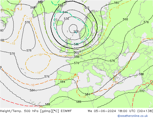 Height/Temp. 500 hPa ECMWF  05.06.2024 18 UTC