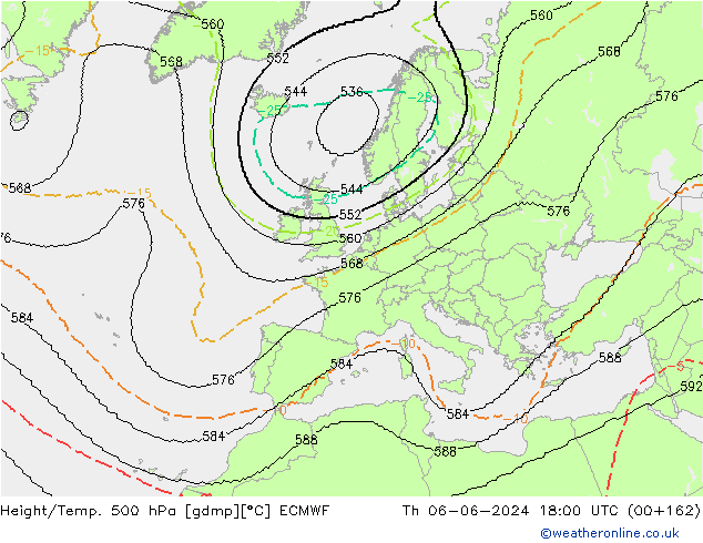 Height/Temp. 500 гПа ECMWF чт 06.06.2024 18 UTC