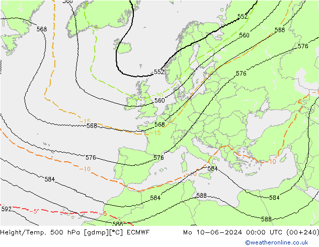 Height/Temp. 500 hPa ECMWF Seg 10.06.2024 00 UTC