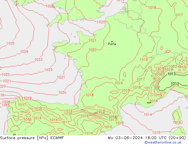 Yer basıncı ECMWF Pzt 03.06.2024 18 UTC