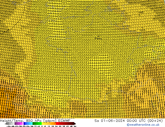 Height/Temp. 850 hPa ECMWF Sa 01.06.2024 00 UTC