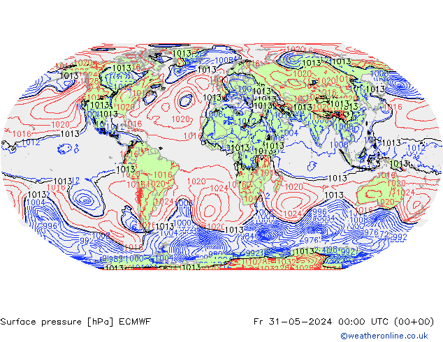 Luchtdruk (Grond) ECMWF vr 31.05.2024 00 UTC