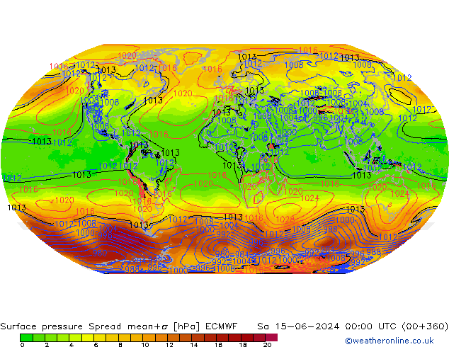 Yer basıncı Spread ECMWF Cts 15.06.2024 00 UTC