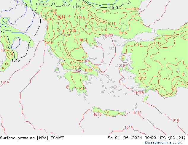 ciśnienie ECMWF so. 01.06.2024 00 UTC