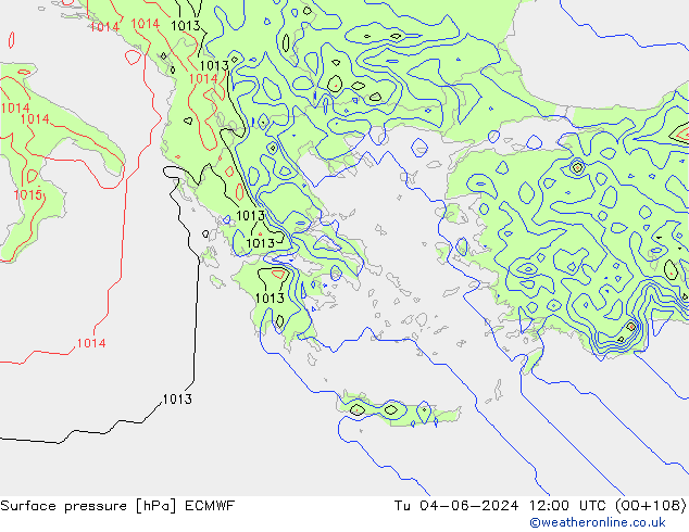 Bodendruck ECMWF Di 04.06.2024 12 UTC