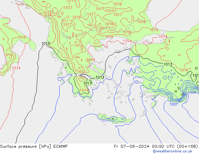 приземное давление ECMWF пт 07.06.2024 00 UTC