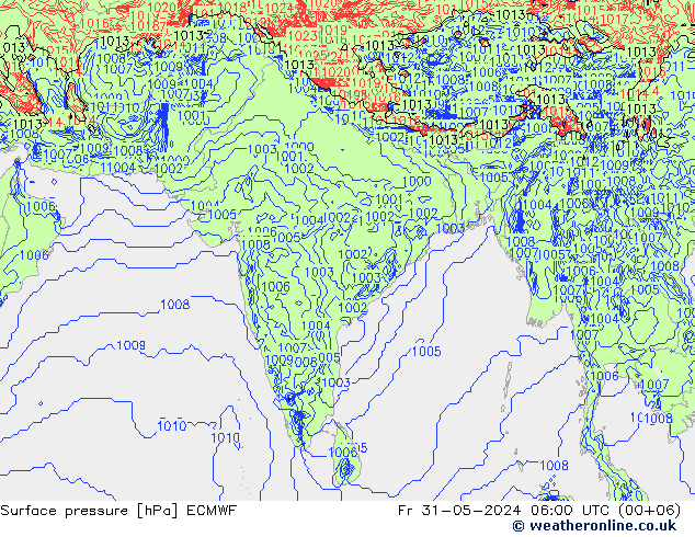 Pressione al suolo ECMWF ven 31.05.2024 06 UTC